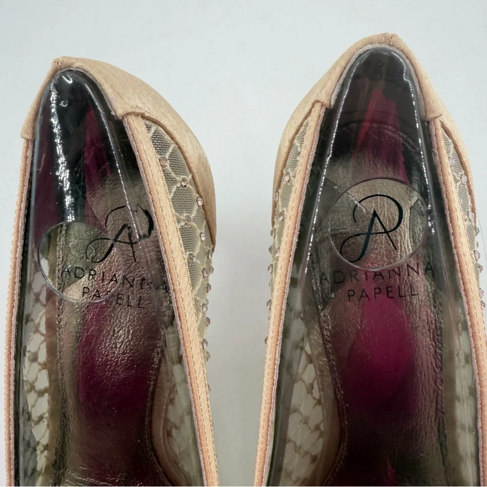 Adrianna Papell Zandra Beaded Lace -SZ 7M- Crystal Embellishments Peep Toe Pumps
